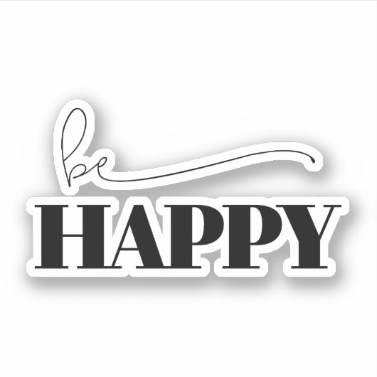 Be Happyタイポグラフィ シール (正面)