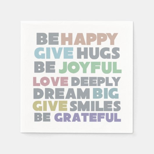 Be Happyタイポグラフィ スタンダードカクテルナプキン (正面)