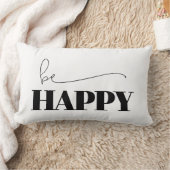 Be Happyタイポグラフィ ランバークッション (ブランケット)