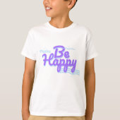 Be Happyタイポグラフィ Tシャツ (正面)