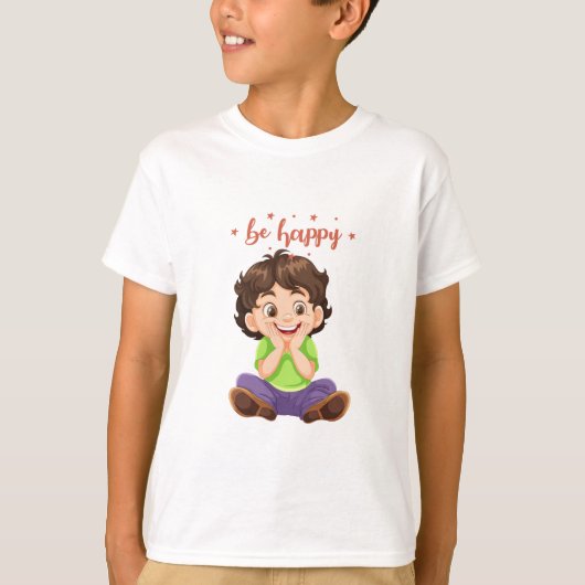 Be Happyデザイン Tシャツ (正面)