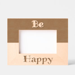 Be Happy写真フレーム（バターイエロー&ネイビーブルー） レーザー彫刻フレーム