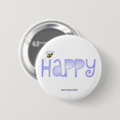 Be Happy - A 前向き Word - Round (Blue) 缶バッジ (正面&裏面)
