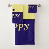 Be Happy Bath Towels (Butter Yellow & Navy Blue) バスタオルセット (インサイチュ)