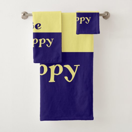 Be Happy Bath Towels (Butter Yellow & Navy Blue) バスタオルセット (インサイチュ)