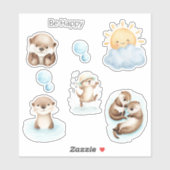 Be Happy Blue River Cute Otter   シール (シート)