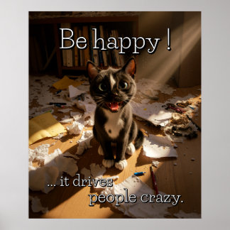 Be Happy Cat -紙混乱版 ポスター