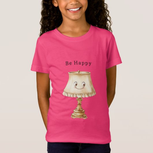 Be Happy Cute Smiling Lamp Tシャツ (正面)