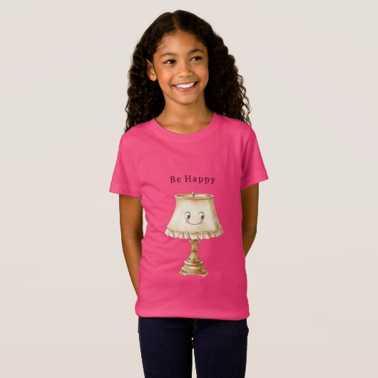 Be Happy Cute Smiling Lamp Tシャツ (正面フル)