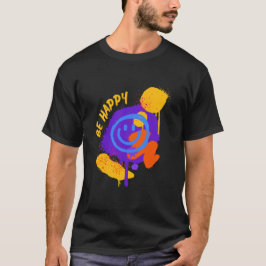 Be Happy Graffiti Smiley Colorful Street Art Tシャツ