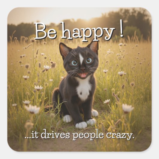 Be Happy - Healy Cat自然 スクエアシール (正面)
