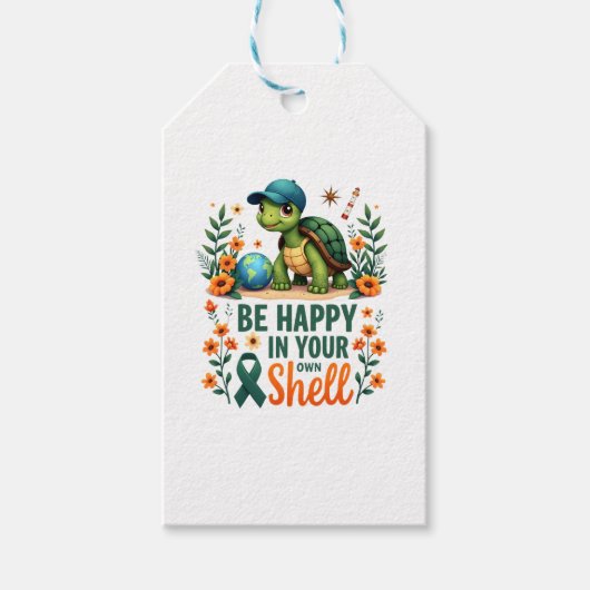 Be Happy In Your Own Shell Turtle Autism Awareness ギフトタグ (正面)