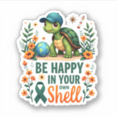 Be Happy In Your Own Shell Turtle Autism Awareness シール (正面)