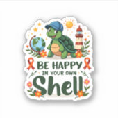 Be Happy In Your Own Shell Turtle Autism Awareness シール (正面)