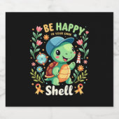 Be Happy In Your Own Shell Turtle Autism Awareness スパークリングワインラベル (シングルラベル)