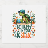 Be Happy In Your Own Shell Turtle Autism Awareness スパークリングワインラベル (シングルラベル)