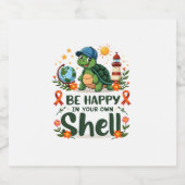 Be Happy In Your Own Shell Turtle Autism Awareness スパークリングワインラベル (シングルラベル)