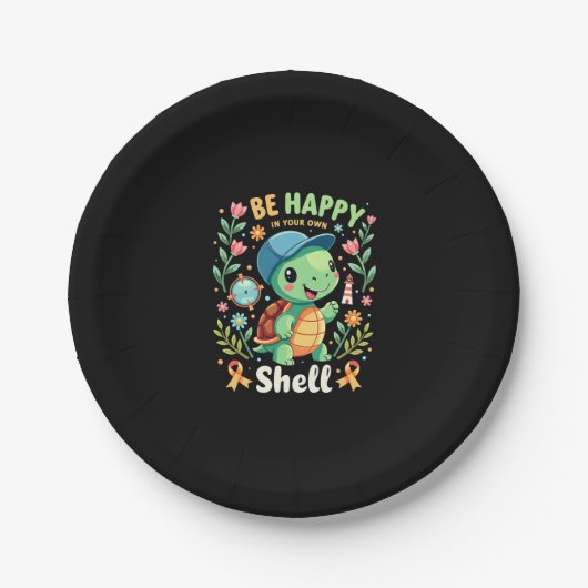 Be Happy In Your Own Shell Turtle Autism Awareness ペーパープレート (正面)