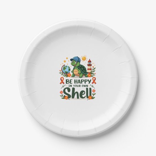 Be Happy In Your Own Shell Turtle Autism Awareness ペーパープレート (正面)