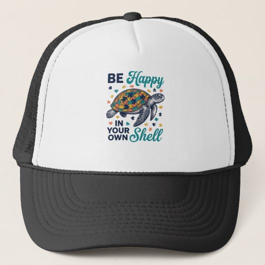 Be Happy In Your Own Shell Turtle Shirt Design_1 キャップ (正面)