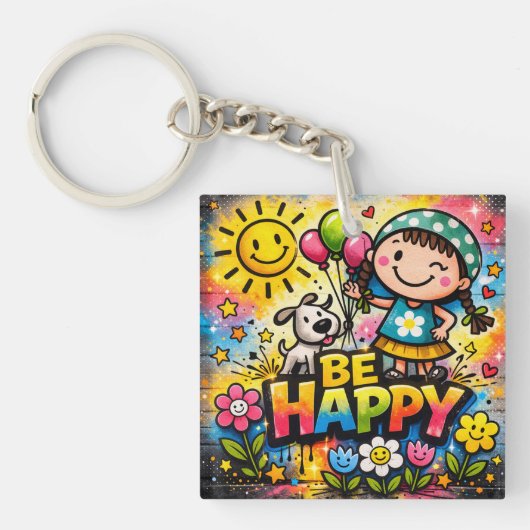 Be Happy Keychain キーホルダー (正面)