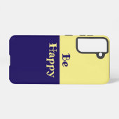 Be Happy Phone Case （バターイエロー&ネイビーブルー） Samsung Galaxyケース (裏面横)