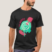 Be Happy Smiley Mint & Pink Graffiti Street Art Tシャツ (正面)