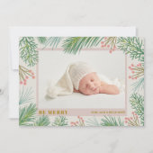 Be Holidayメリー Photo Birth Announcements シーズンカード (正面)