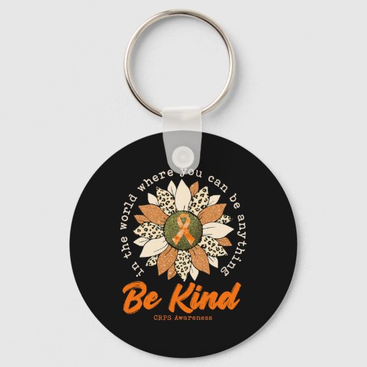 Be Kindひまわりオレンジの折り目認識度リボン1 キーホルダー (正面)