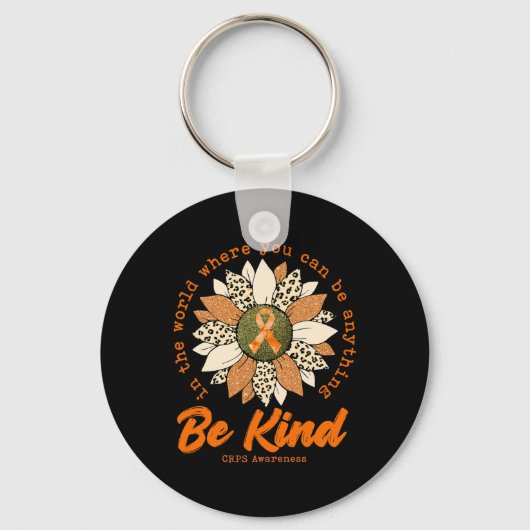 Be kindひまわりオレンジCRPS認識度リボン キーホルダー (正面)