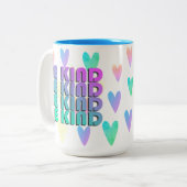 Be Kindレインボーグラデーションハート先生ギフト ツートーンマグカップ (正面左)