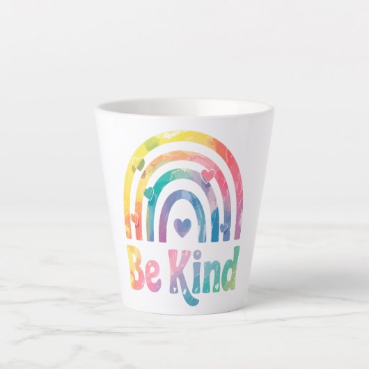 Be Kind カラフル Rainbow感動的 - 前向き カフェラテマグ (正面)
