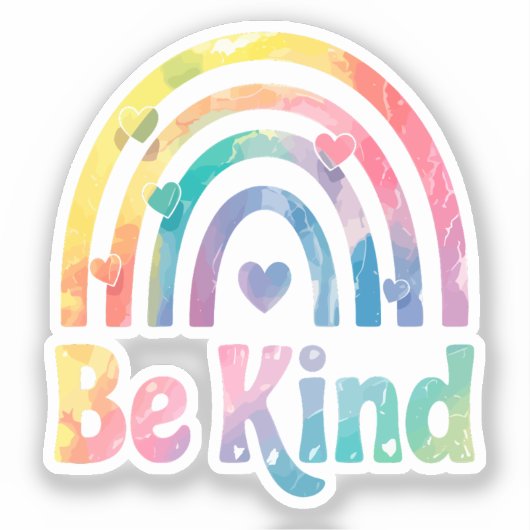 Be Kind カラフル Rainbow感動的 - 前向き シール (正面)