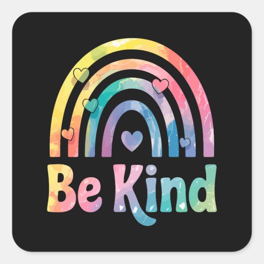 Be Kind カラフル Rainbow感動的 - 前向き スクエアシール (正面)