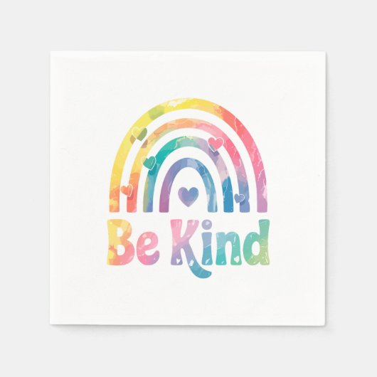 Be Kind カラフル Rainbow感動的 - 前向き スタンダードカクテルナプキン (正面)