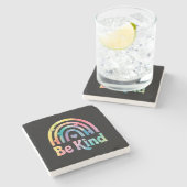 Be Kind カラフル Rainbow感動的 - 前向き ストーンコースター (横)