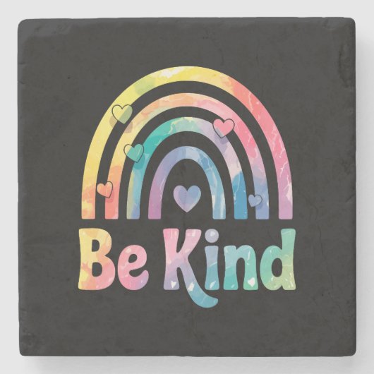 Be Kind カラフル Rainbow感動的 - 前向き ストーンコースター (正面)