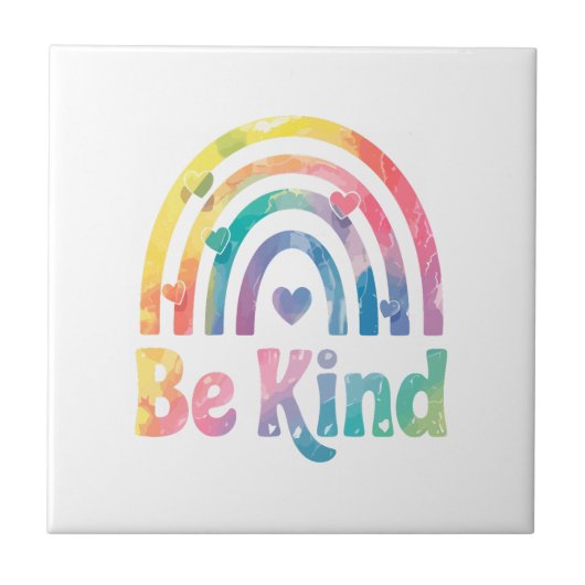 Be Kind カラフル Rainbow感動的 - 前向き タイル (正面)