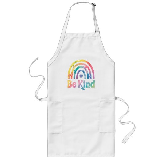 Be Kind カラフル Rainbow感動的 - 前向き ロングエプロン (正面)