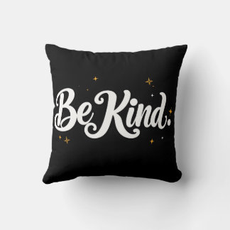 "Be Kind" カリグラフィーTシャツ - シンプルなブラックTシャツ クッション