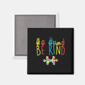 Be Kind ハンドサイン 言語パズル 自閉症 Awareness マグネット (正面/裏面)