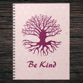 Be Kind – ピンクのハートでバーガンディの生活の木 ノートブック