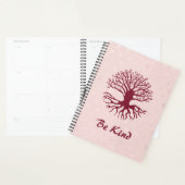 Be Kind – ピンクのハートでバーガンディの生活の木 プランナー手帳 (ディスプレー)
