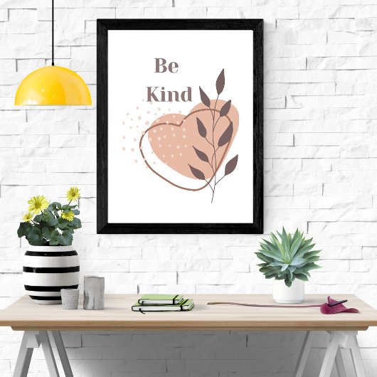 Be Kind ボヘミアン抽象的シェイプス ウォールアート名言 ポスター
