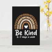 Be Kind 6-7 Days A Week positive leopard rainbow カード (黄色い花)