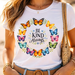 Be Kind Always Butterfly Wreath Inspirational  Tシャツ