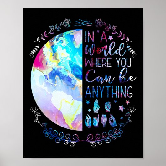 Be Kind Asl Alphabet American Sign Language Deaf A ポスター (正面)