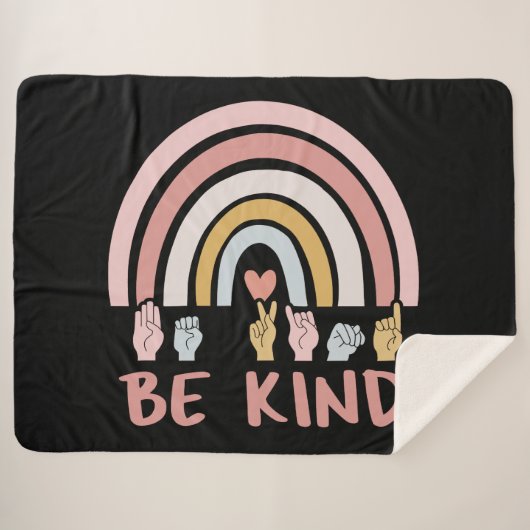 Be Kind ASL III – アメリカ手話 シェルパブランケット (正面(横))