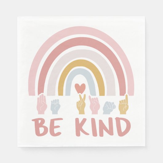 Be Kind ASL III – アメリカ手話 スタンダードランチョンナプキン (正面)
