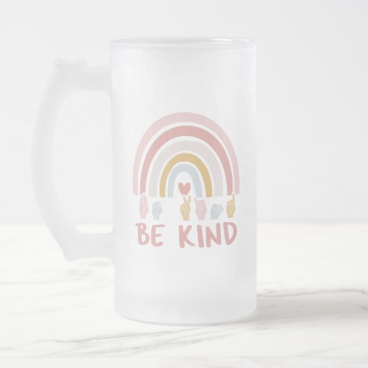 Be Kind ASL III – アメリカ手話 フロストグラスビールジョッキ (左)